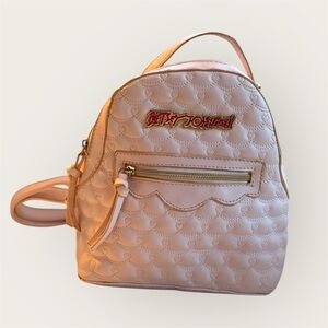 Betsey Johnson pink heart quilted mini backpack